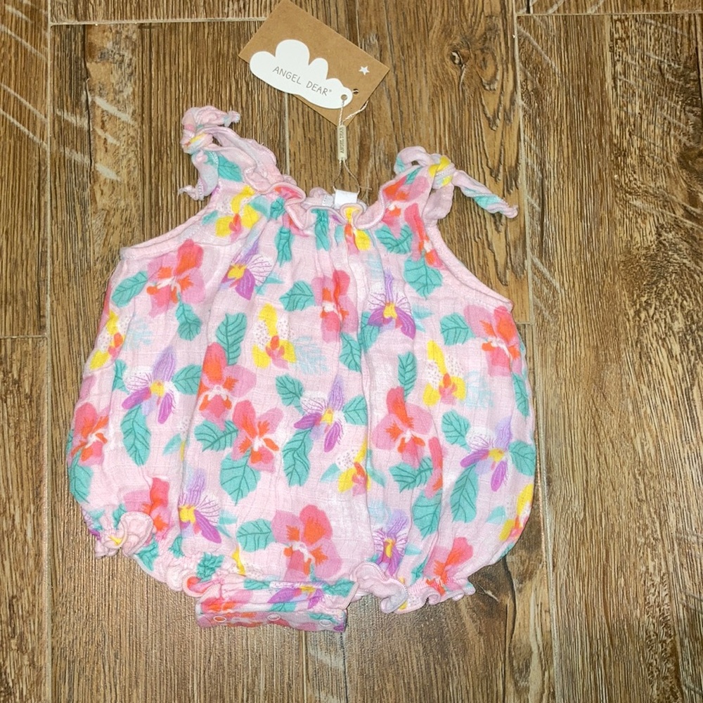 New Angel Dear Pink Floral Bubble-3-6M